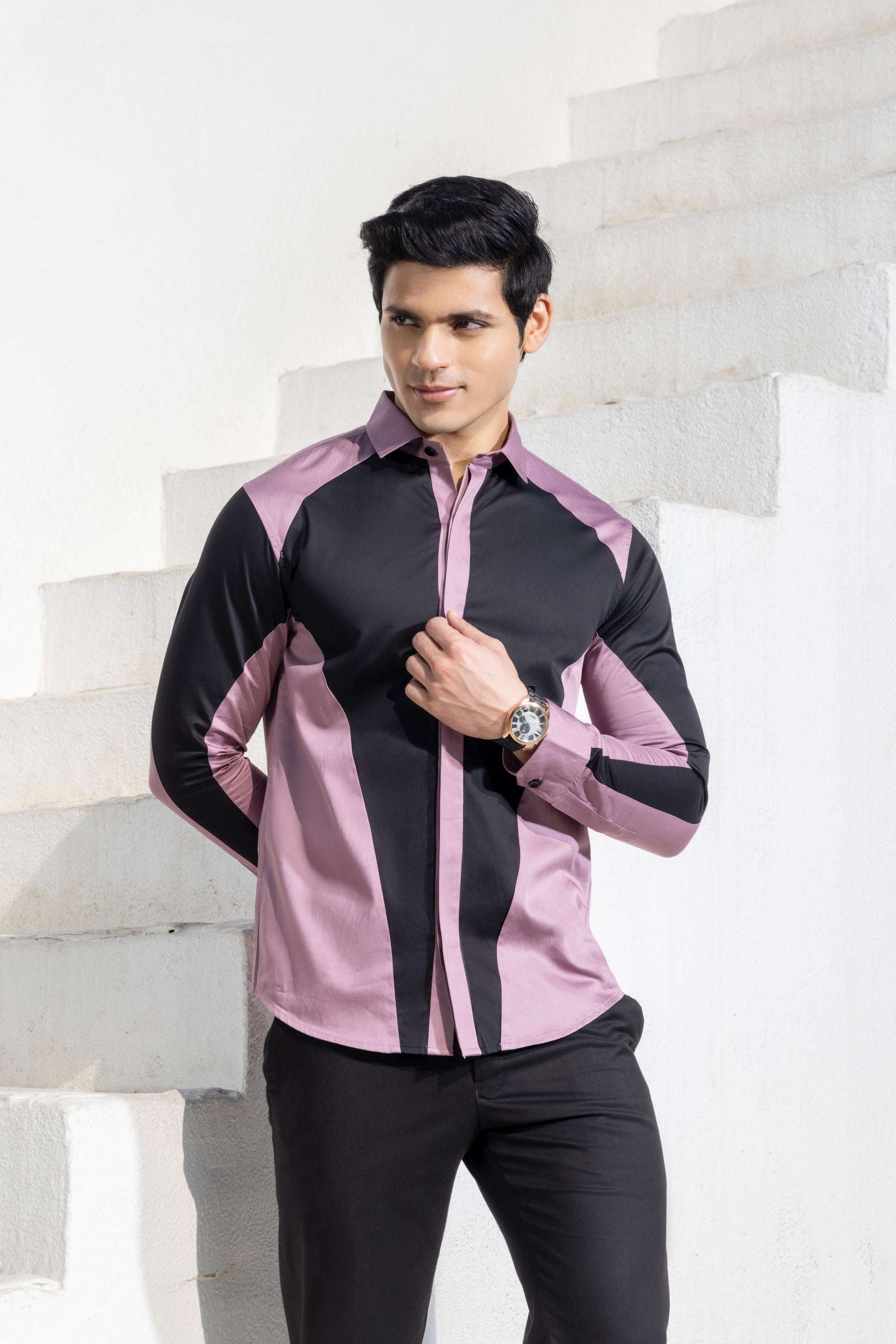 Midnight Violet Cut And Sew Shirt