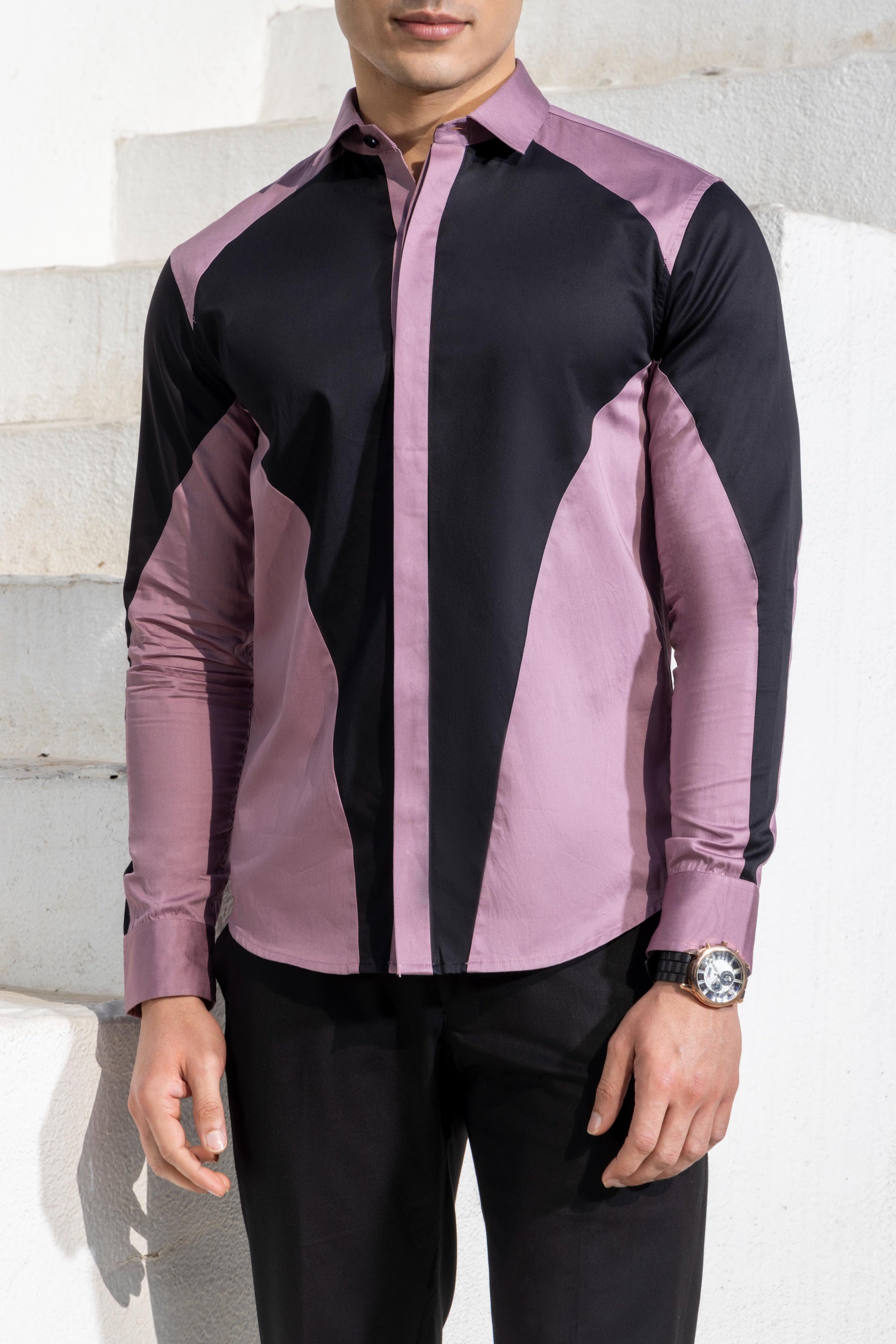 Midnight Violet Cut And Sew Shirt