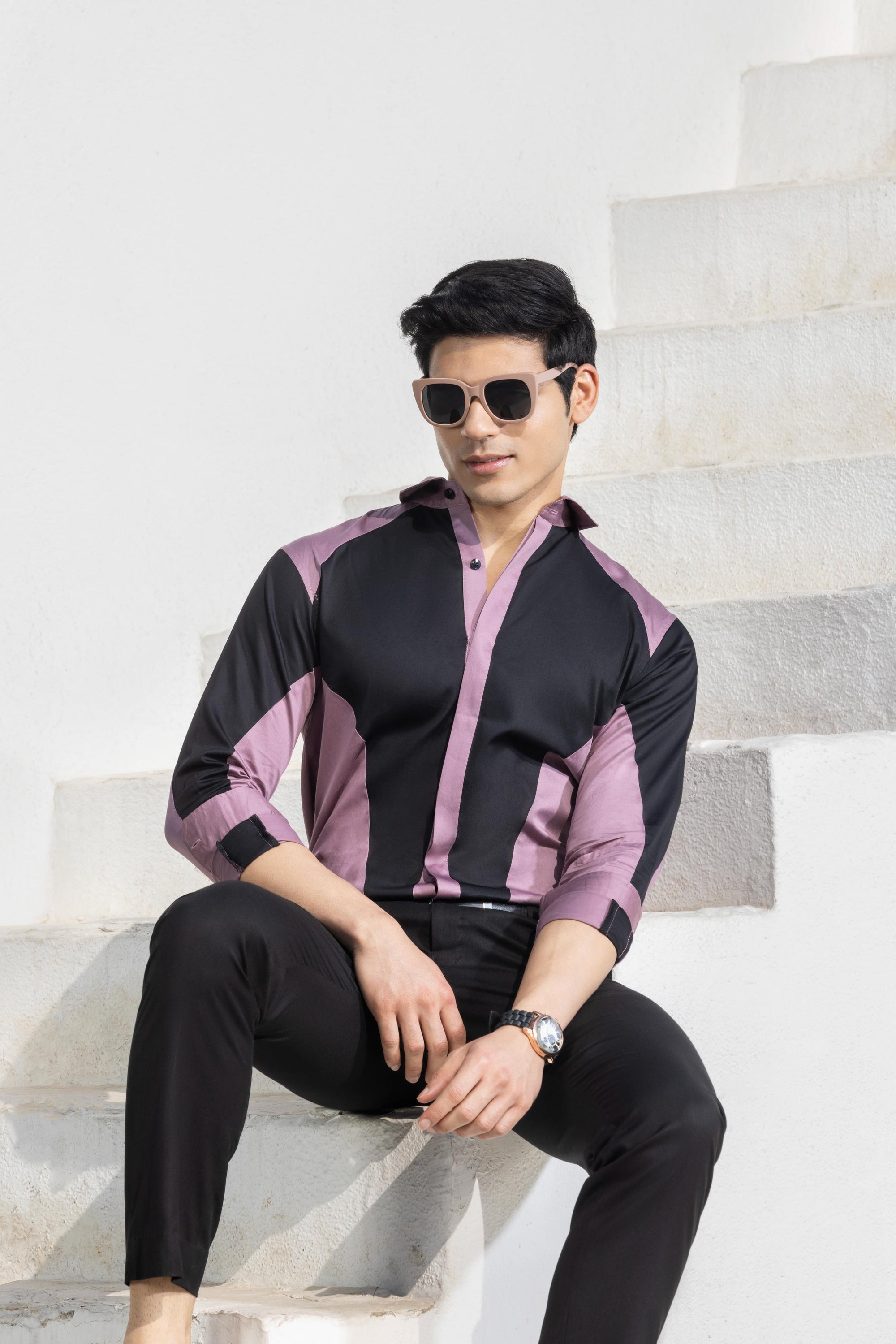 Midnight Violet Cut And Sew Shirt