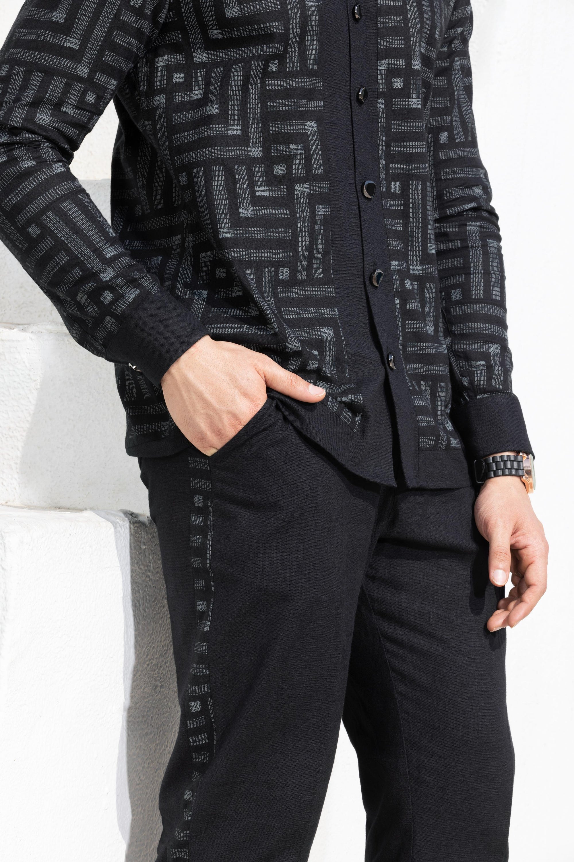 Onyx Linen Cut And Sew Shirt