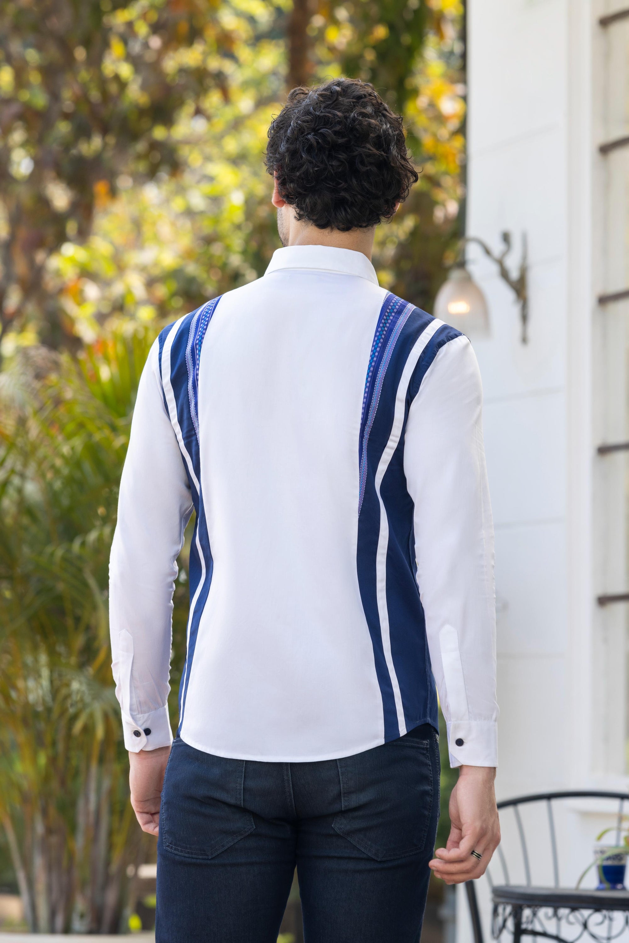 Azure Elegance Cut And Sew Shirt