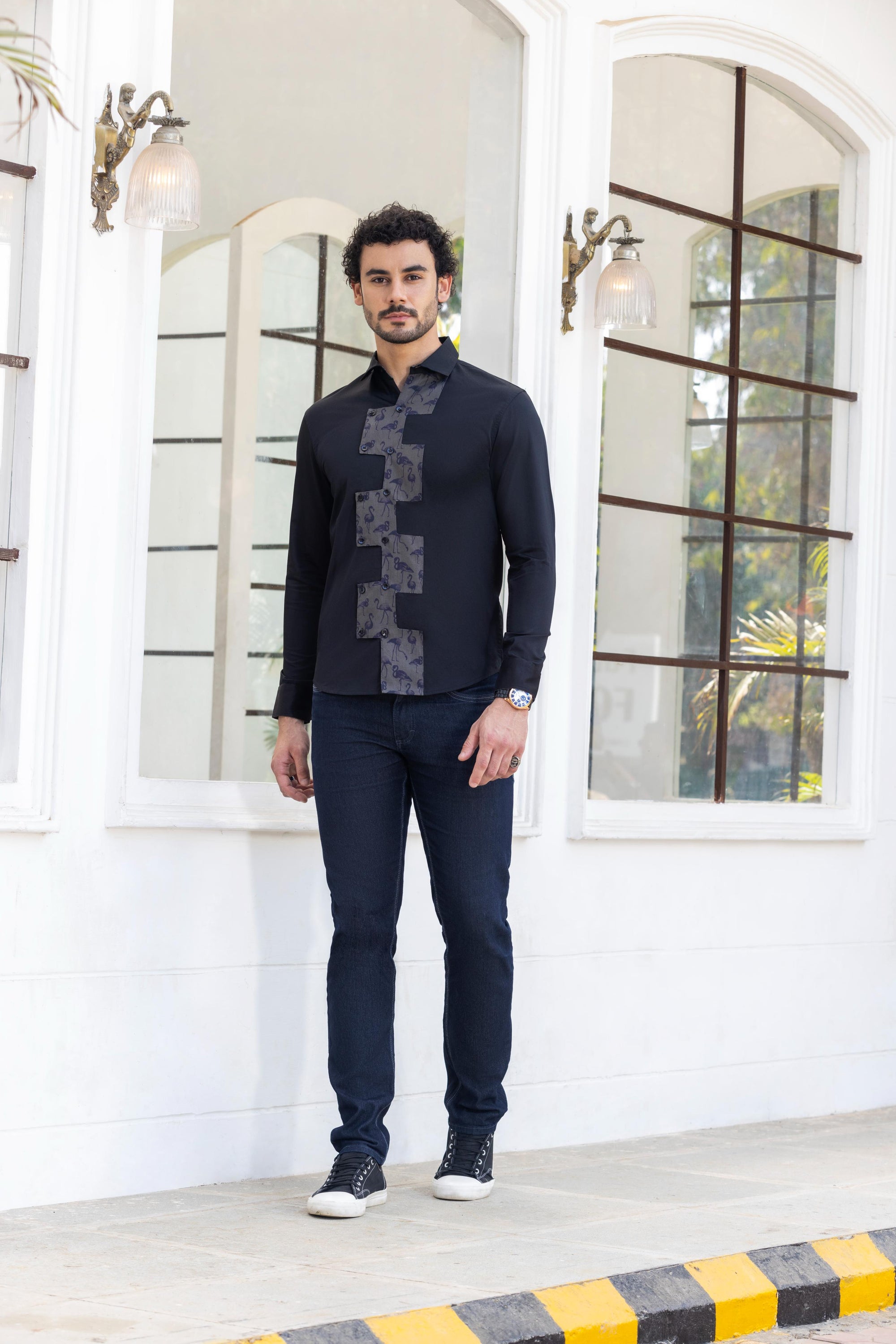 Urbance Elegance Cut And Sew Shirt