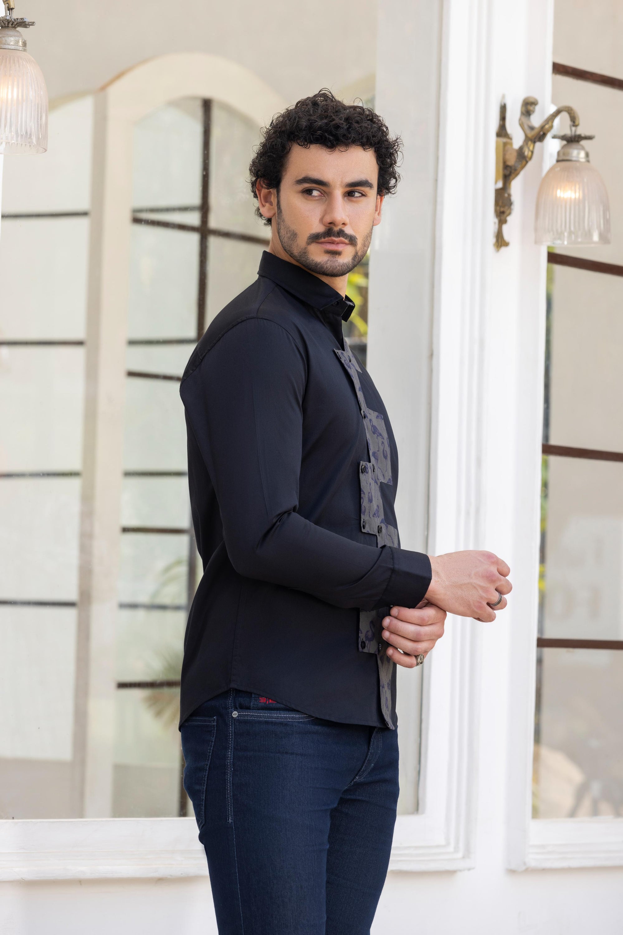 Urbance Elegance Cut And Sew Shirt