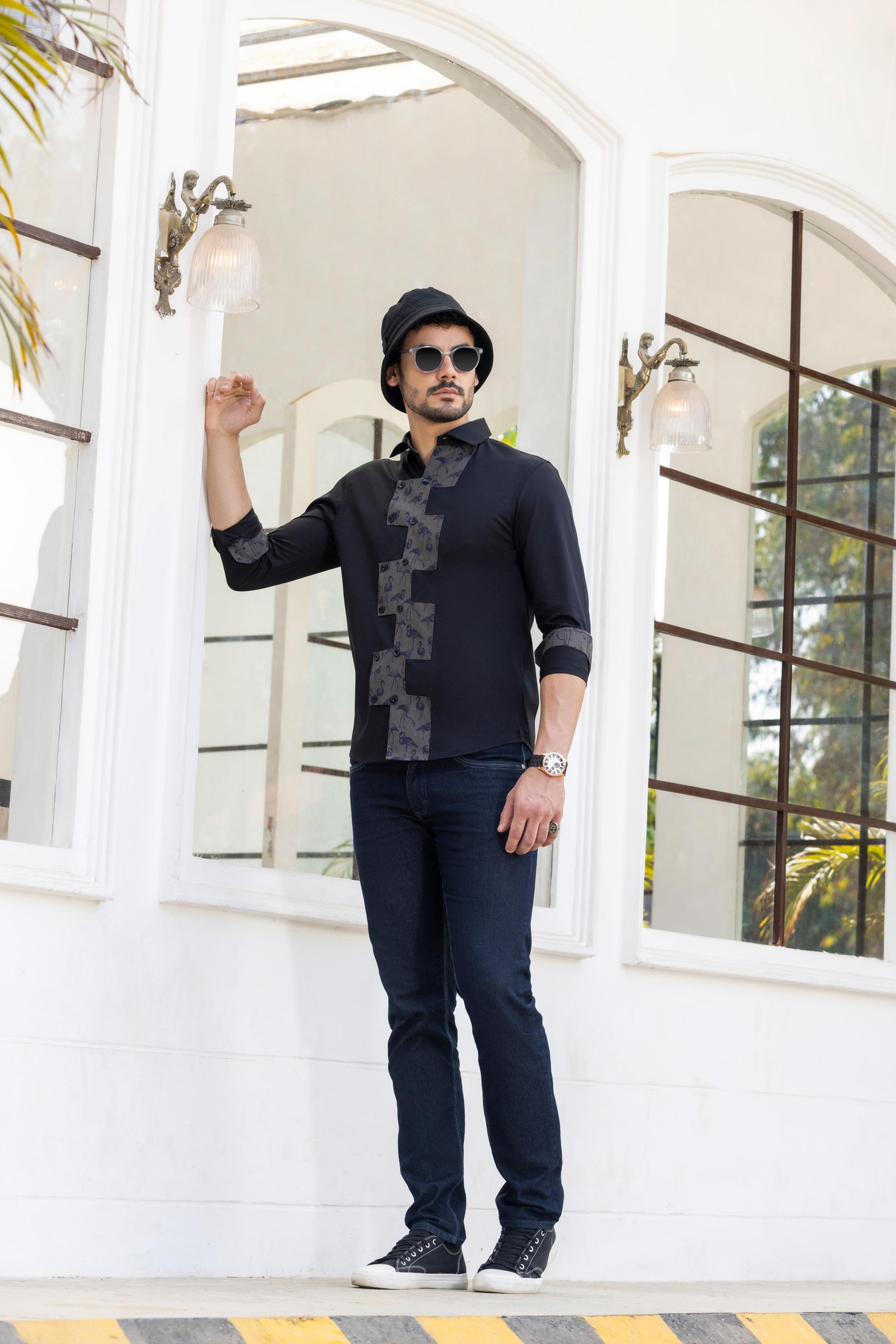 Urbance Elegance Cut And Sew Shirt