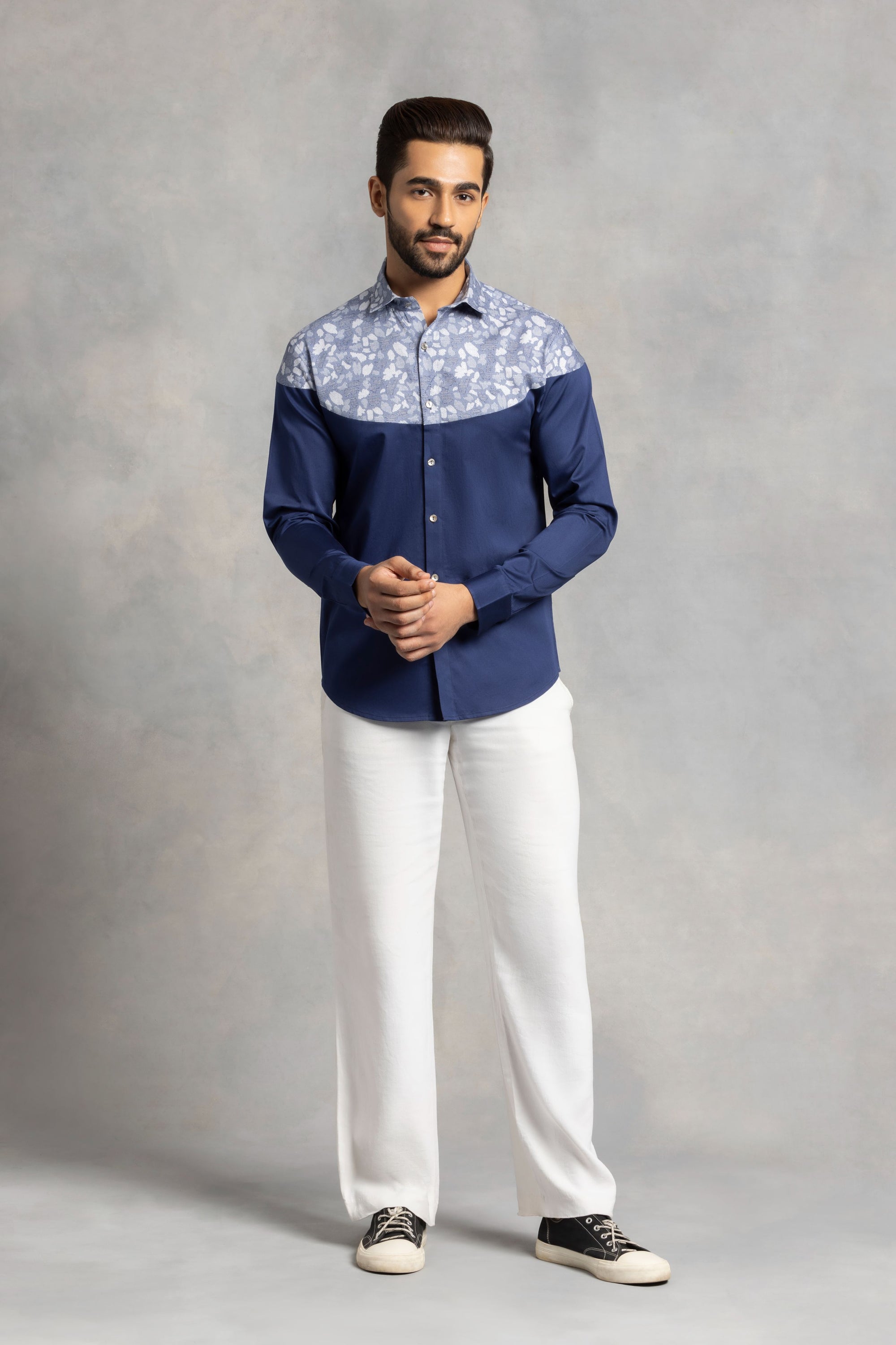 Contrast Elegance Cut And Sew Shirt