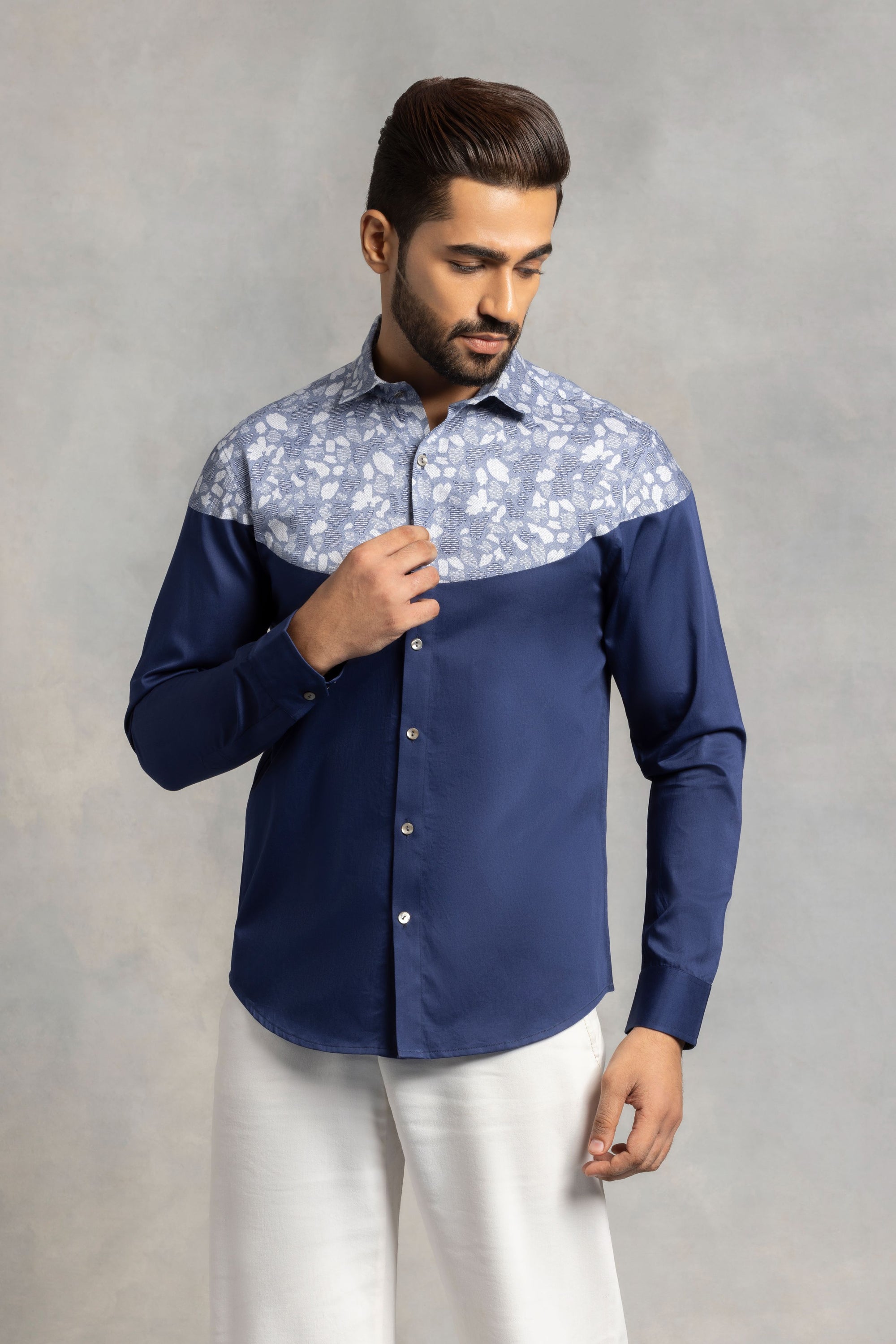 Contrast Elegance Cut And Sew Shirt