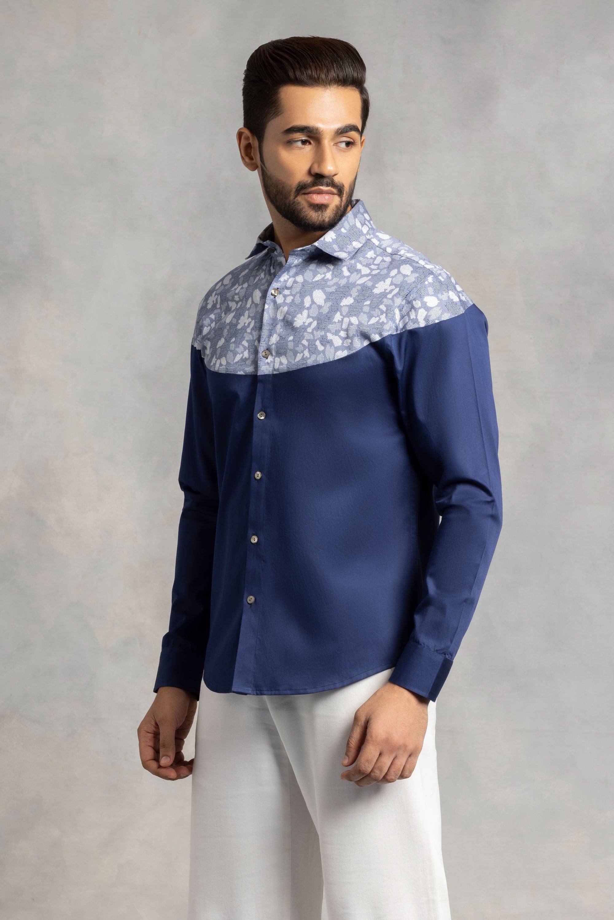 Contrast Elegance Cut And Sew Shirt