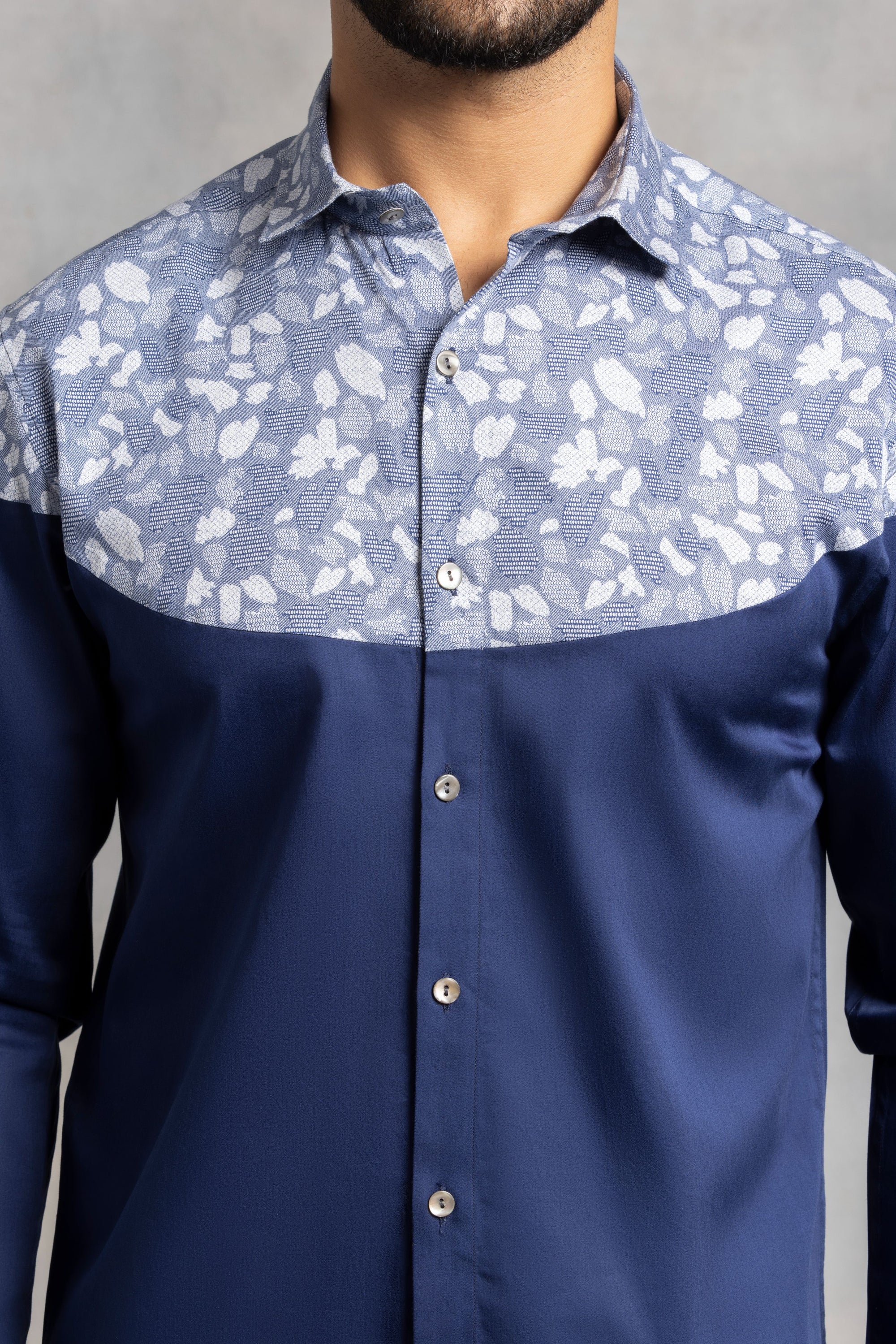 Contrast Elegance Cut And Sew Shirt