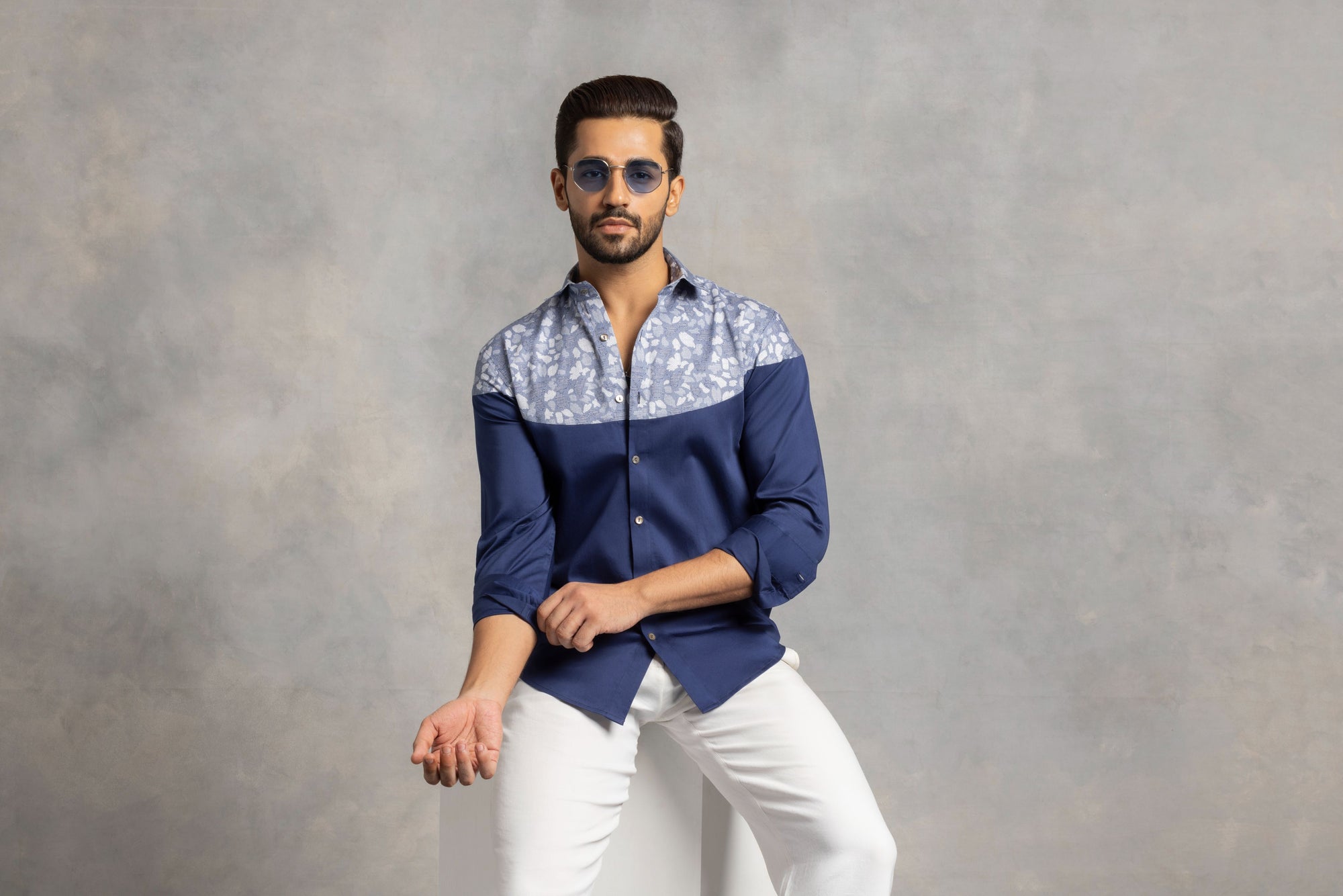 Contrast Elegance Cut And Sew Shirt