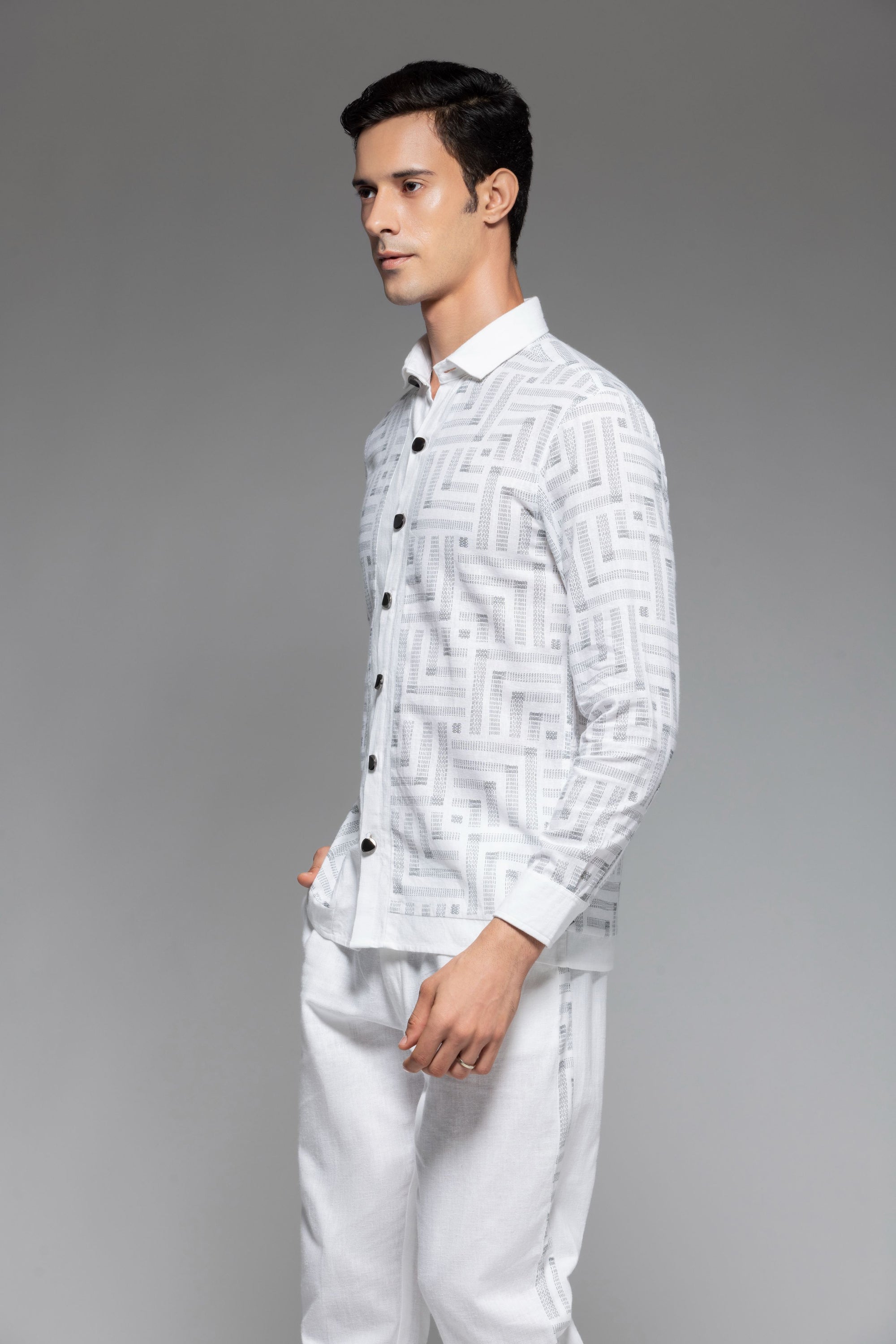 Ivory Linen Ensemble Shirt