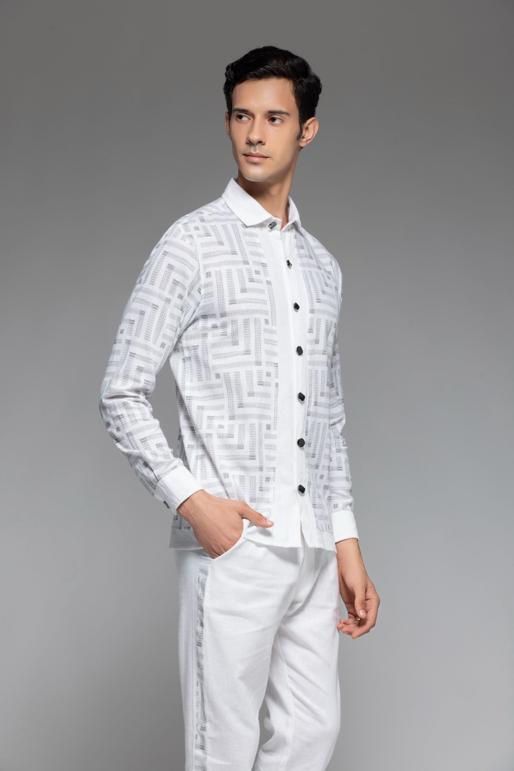 Ivory Linen Ensemble Shirt