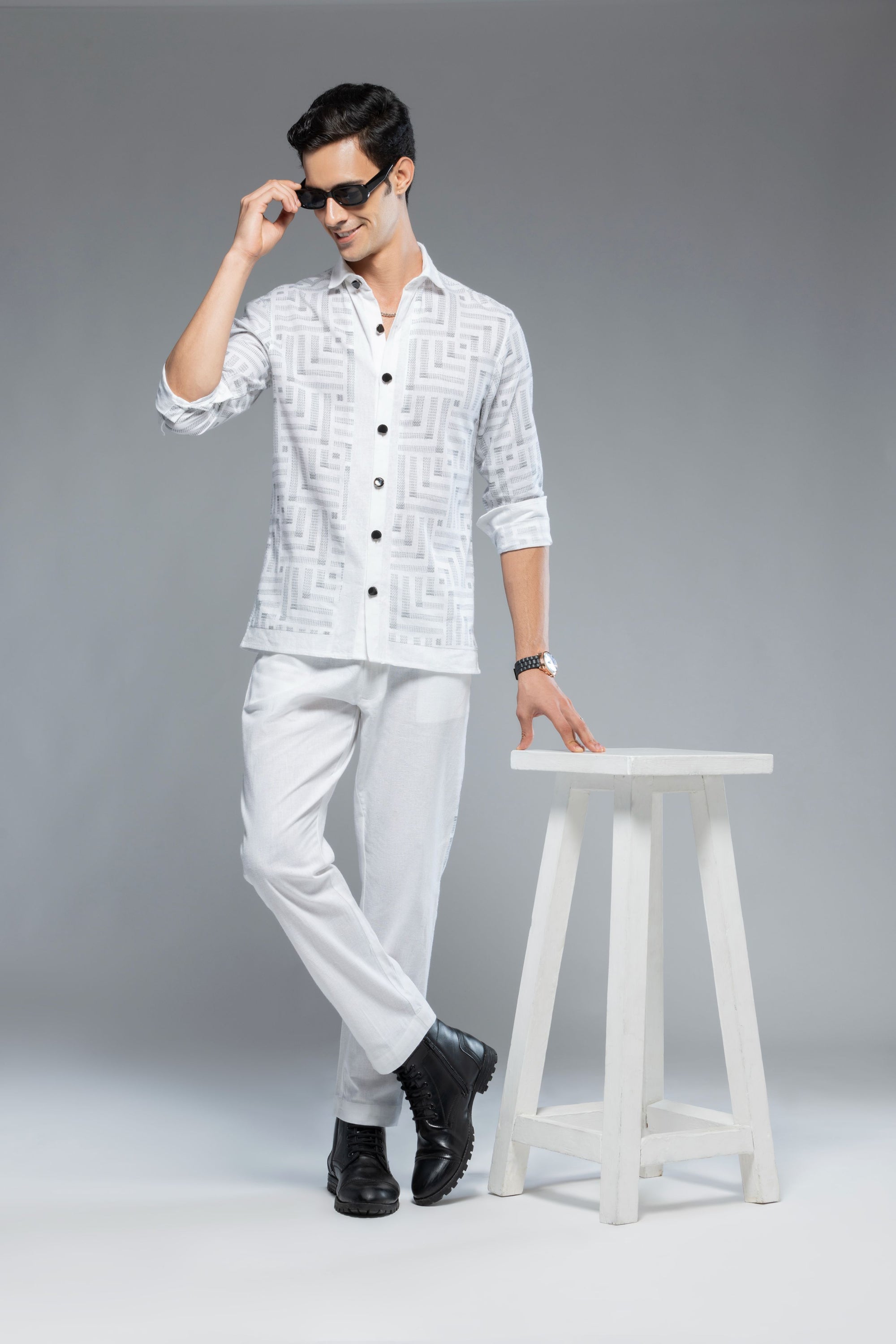 Ivory Linen Ensemble Shirt