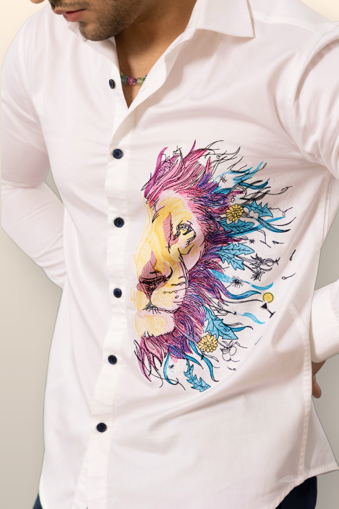 Abstract Lion - Embroidered Shirts