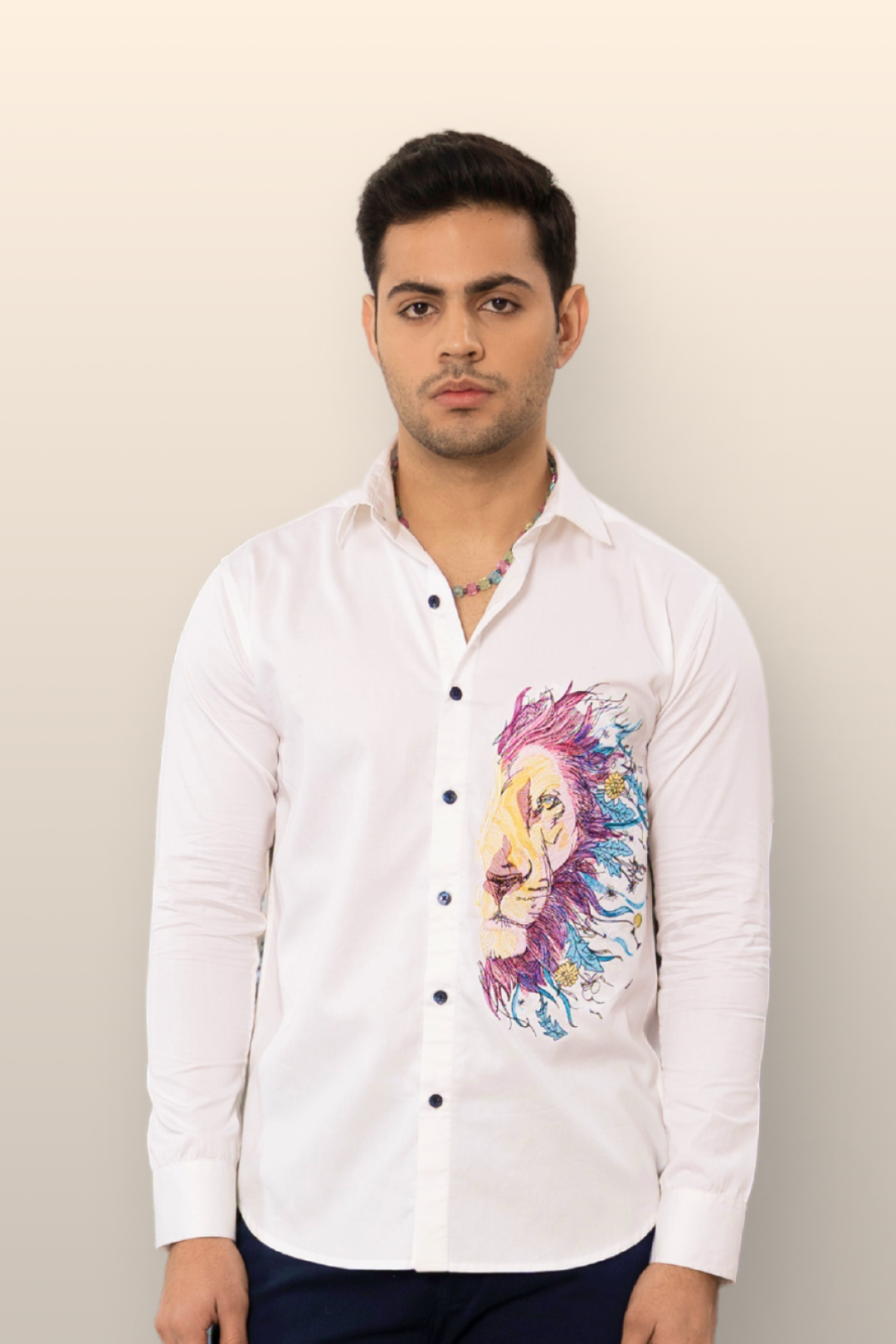 Abstract Lion - Embroidered Shirts