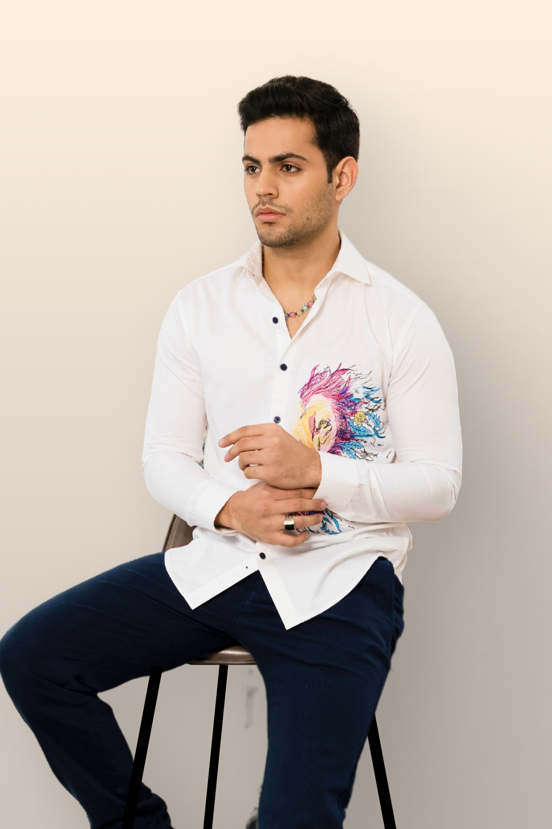 Abstract Lion - Embroidered Shirts