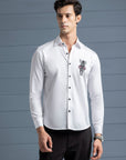 Suited Zebra Shirt - White  - Embroidered Shirts