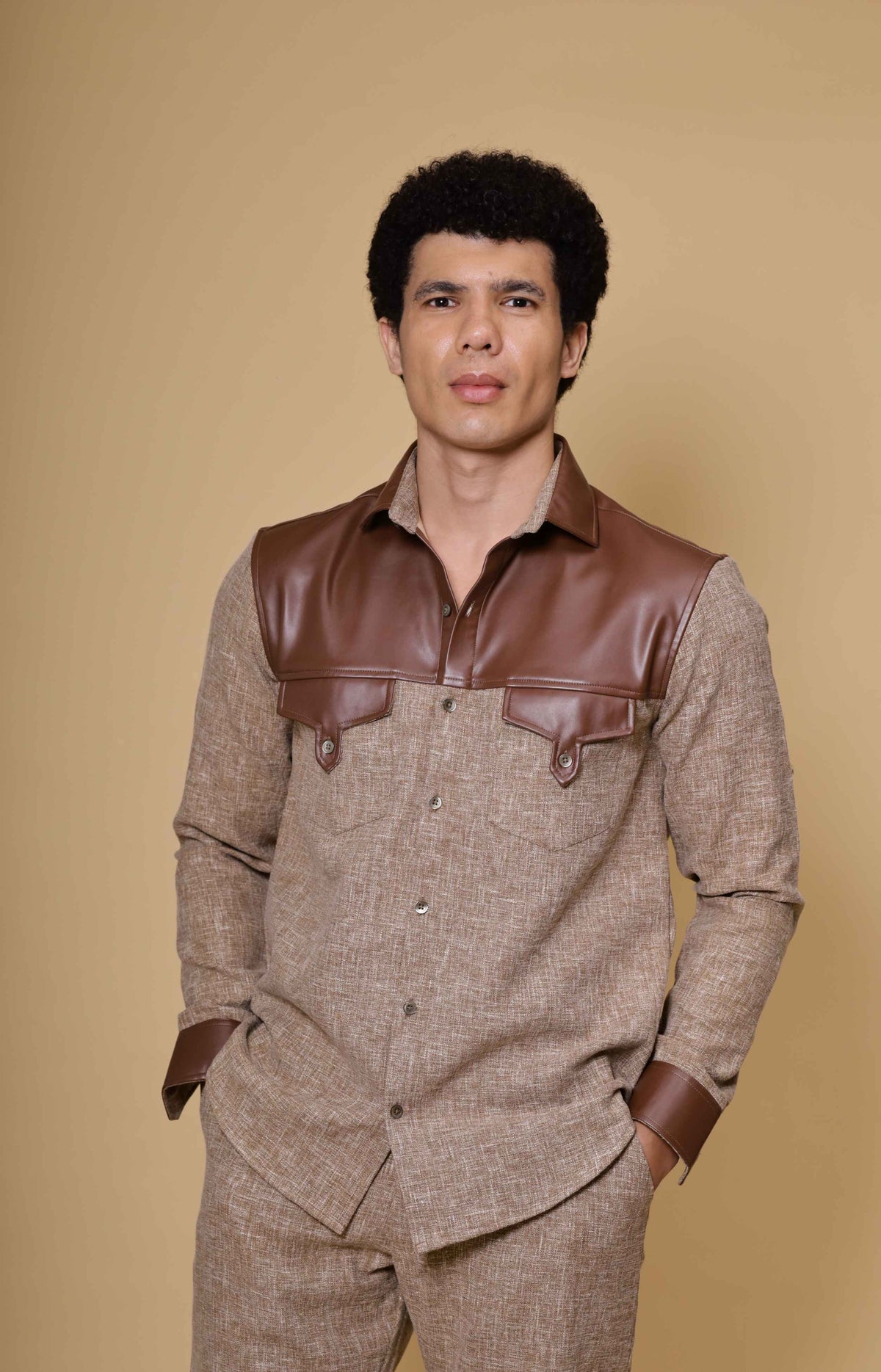 Brown Leather Shirt