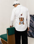 Tiger with a Glass shirt - Embroidered Shirts